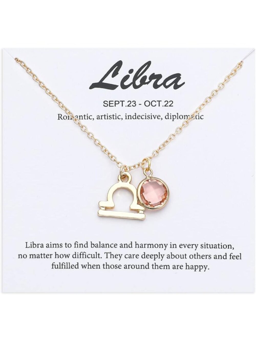 14k Gold Plated Zodiac Birthstone Crystal Pendant Necklace - Horoscope Charm